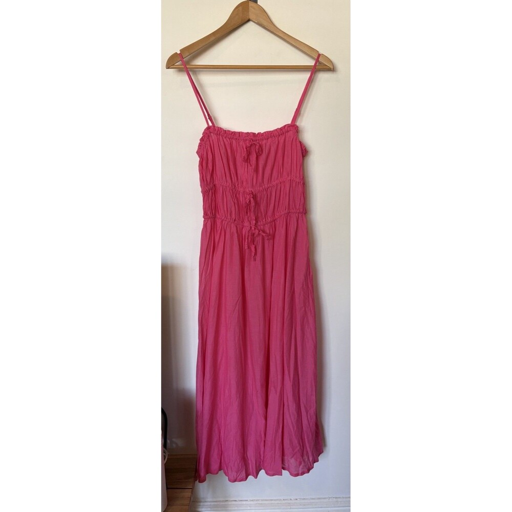 NWT J Crew Pink Tie Front Fairycore Barbiecore Midi Dress Size Large